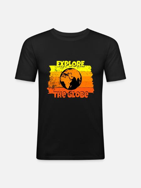 Explore the globe - Men's Slim Fit T-Shirt - black