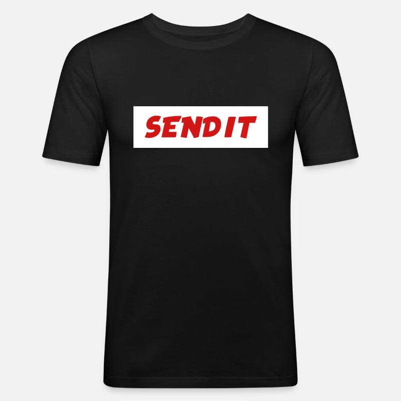 Senden Sie es - Männer Slim Fit T-Shirt - Schwarz