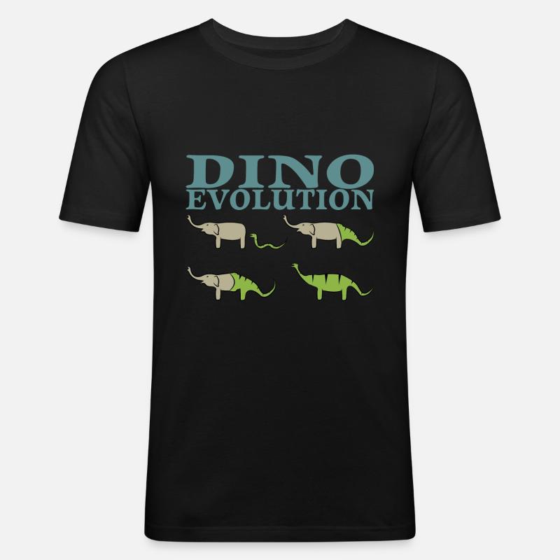 Dino Evolution Dinosaurier Elefant - Männer Slim Fit T-Shirt - Schwarz