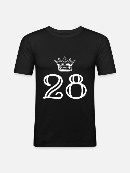 28 Zahl Krone - Männer Slim Fit T-Shirt - Schwarz