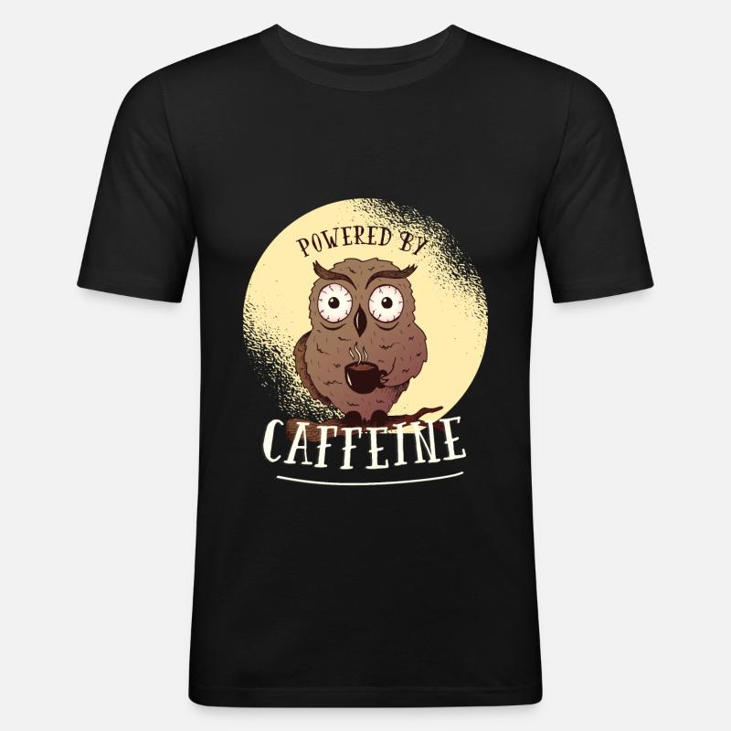 KOFFEIN-EULE - Männer Slim Fit T-Shirt - Schwarz