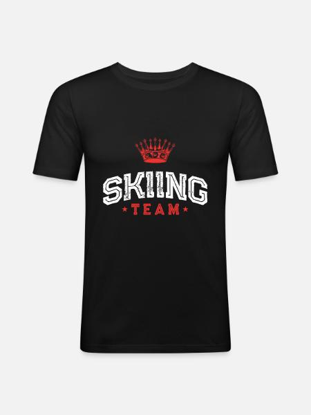 Skiing Team - Männer Slim Fit T-Shirt - Schwarz