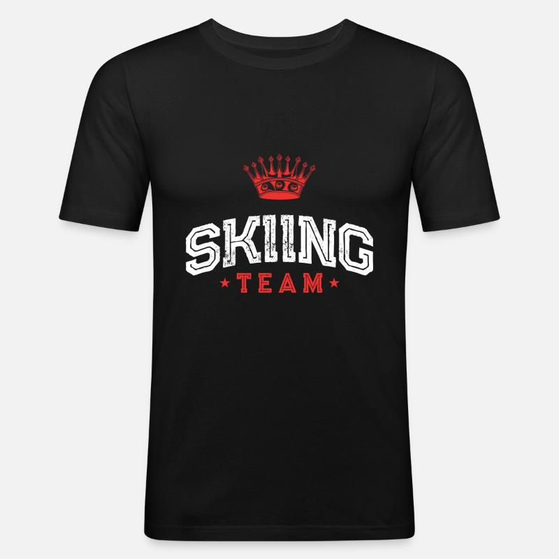 Skiing Team - Männer Slim Fit T-Shirt - Schwarz