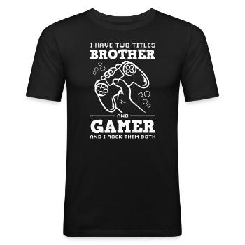 Gamer Gaming Gamer Jeux vidéo Jeux vidéo - T-shirt près du corps Homme - noir - Devant - Nik (191cm)