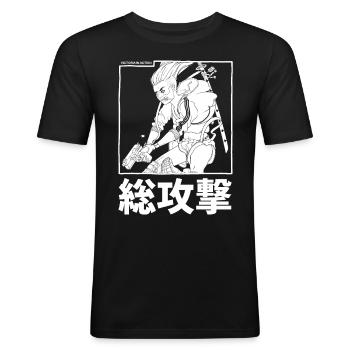 Victoria en action - T-shirt près du corps Homme - noir - Devant - Nik (191cm)