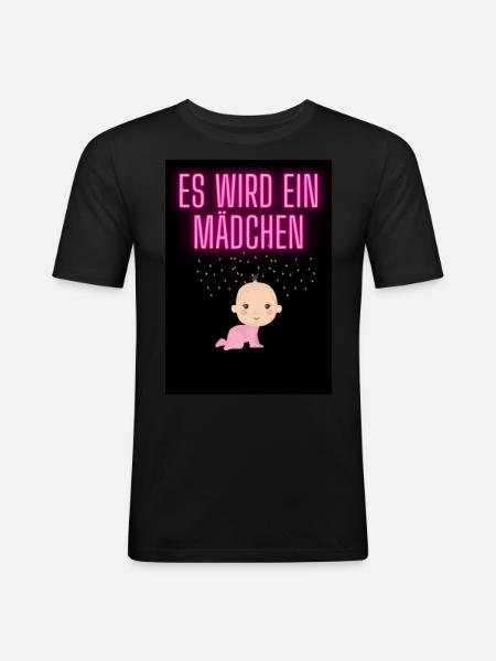 Es wird ein Mädchen - Männer Slim Fit T-Shirt - Schwarz
