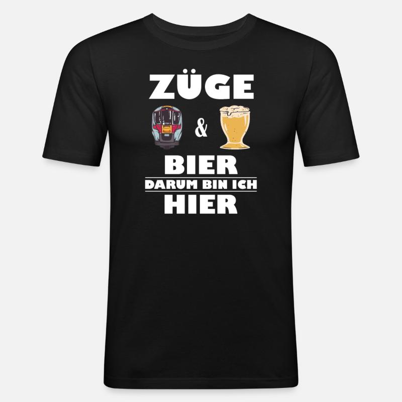Zug und Bier Fan - Männer Slim Fit T-Shirt - Schwarz