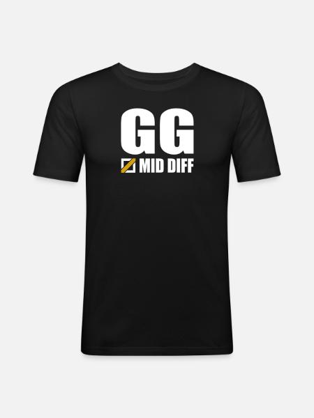 GG Mid Diff Gamer Gaming - Männer Slim Fit T-Shirt - Schwarz