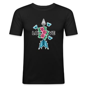Love - Men's Slim Fit T-Shirt - black - Front - Nik (191cm)