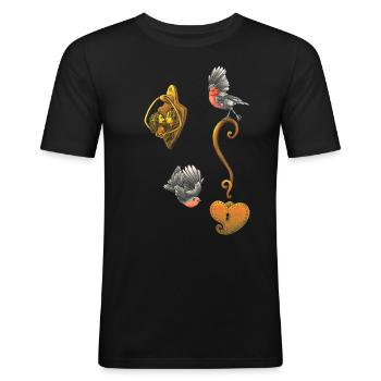 Cœur Serrurier - T-shirt près du corps Homme - noir - Devant - Nik (191cm)
