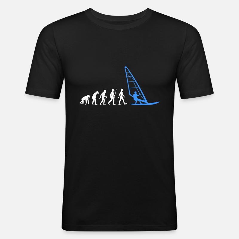 Windsurf Evolution Windsurfer Windsurfing - T-shirt près du corps Homme - noir