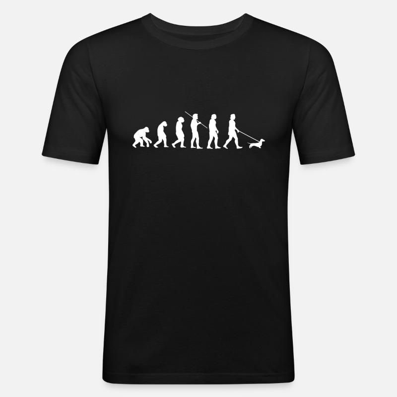 Idée cadeau teckel évolution teckel teckel - T-shirt près du corps Homme - noir