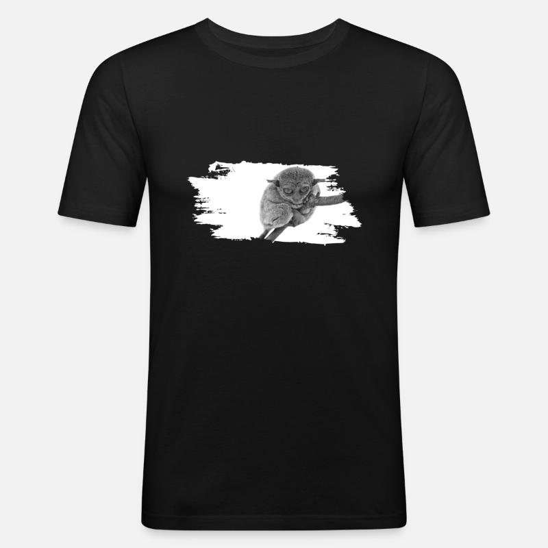 Tarsier Affe grumpy - Männer Slim Fit T-Shirt - Schwarz