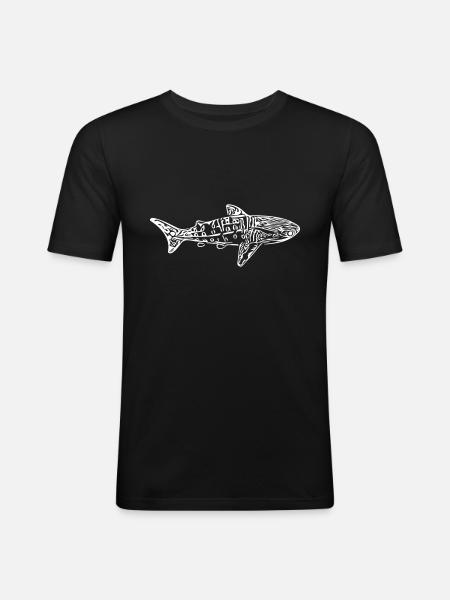 Walhai - Vector Design - Männer Slim Fit T-Shirt - Schwarz