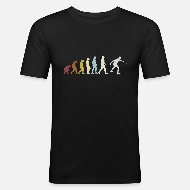 Tischtennis Tischtennisspieler Evolution Geschenk - Männer Slim Fit T-Shirt - Schwarz