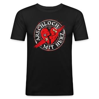 Asshole with heart - Men's Slim Fit T-Shirt - black - Front - Nik (191cm)