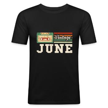 23rd Birthday June Vintage 2000 Vintage - Men's Slim Fit T-Shirt - black - Front - Nik (191cm)