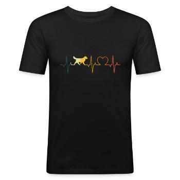 Golden Retriever Herzschlag Retro Hunde Herz - Männer Slim Fit T-Shirt - Schwarz - Vorne - Nik (191cm)