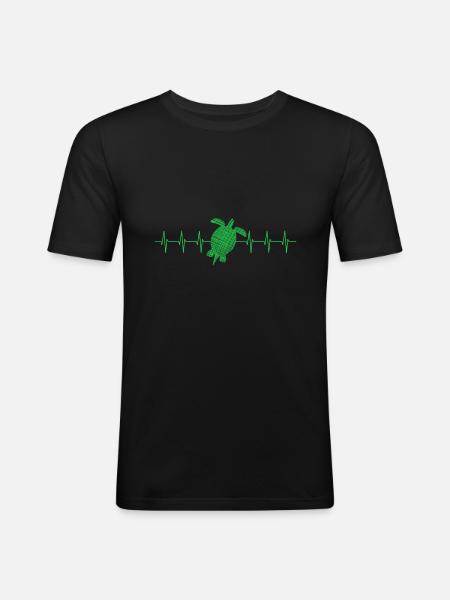 Turtle turtle heartbeat - Männer Slim Fit T-Shirt - Schwarz