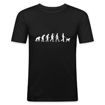 Shiba Inu Evolution Chien - T-shirt près du corps Homme - noir - Devant - Nik (191cm)