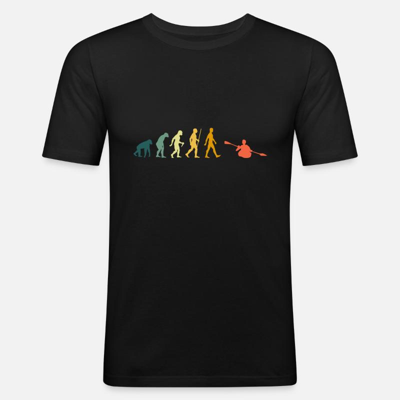 Kajak Evolution Kanu Retro - Männer Slim Fit T-Shirt - Schwarz