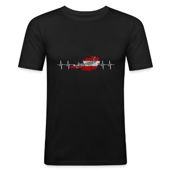 Österreich Herzschlag - Männer Slim Fit T-Shirt - Schwarz - Vorne - Nik (191cm)