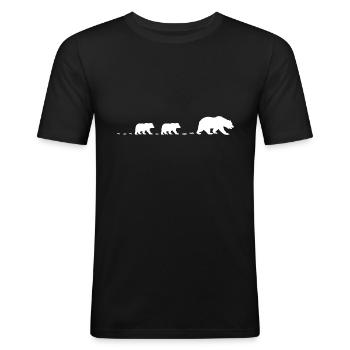 Bärenspur Mama Bär 2 Kindern Bärenspuren Kinder - Männer Slim Fit T-Shirt - Schwarz - Vorne - Nik (191cm)