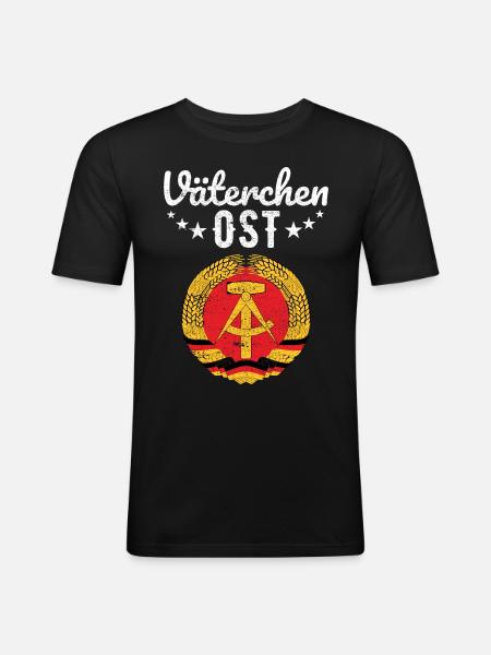 Väterchen Ost DDR Ossi Geschenk - Männer Slim Fit T-Shirt - Schwarz