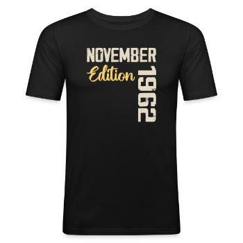 Born in November 1962 - Edition 1962 - Men's Slim Fit T-Shirt - black - Front - Nik (191cm)