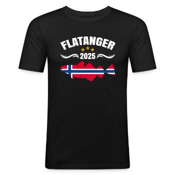 Norwegen Angeln 2025 Flatanger - Männer Slim Fit T-Shirt - Schwarz - Vorne - Nik (191cm)