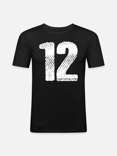 12 Zahl Trikot - Männer Slim Fit T-Shirt - Schwarz