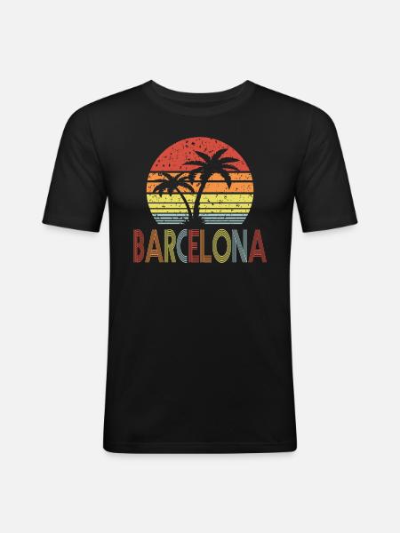 Barcelone Rétro soleil 01 - T-shirt près du corps Homme - noir