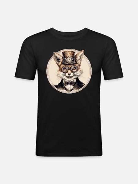 Steampunk Fox - Men's Slim Fit T-Shirt - black