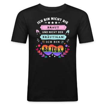 Nicht Die Braut, nicht der Bräutigam, Beides LGBTQ - Männer Slim Fit T-Shirt - Schwarz - Vorne - Nik (191cm)