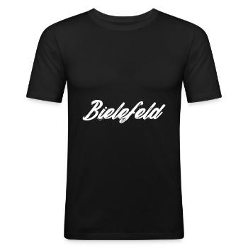 Bielefeld ma ville natale - T-shirt près du corps Homme - noir - Devant - Nik (191cm)