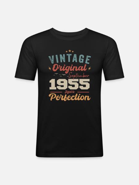 September 1955 Jubileum 1955 September Gift - Mannen slim fit T-shirt - zwart