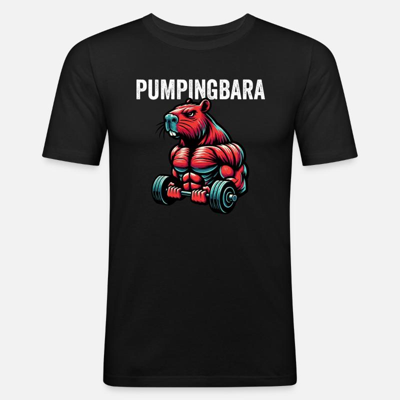 Pumpingbara - Capybara - Männer Slim Fit T-Shirt - Schwarz