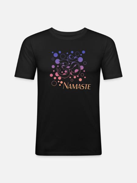 Namaste - Männer Slim Fit T-Shirt - Schwarz
