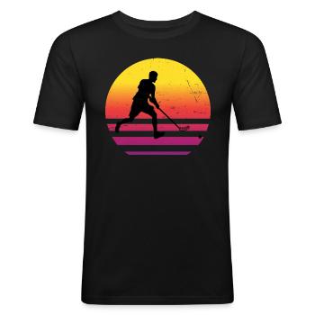Hockey Floorball Play Salibandy Innebandy - Men's Slim Fit T-Shirt - black - Front - Nik (191cm)