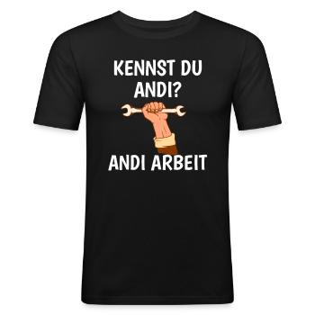 Connaissez-vous le travail d’Andi Andi ? - T-shirt près du corps Homme - noir - Devant - Nik (191cm)