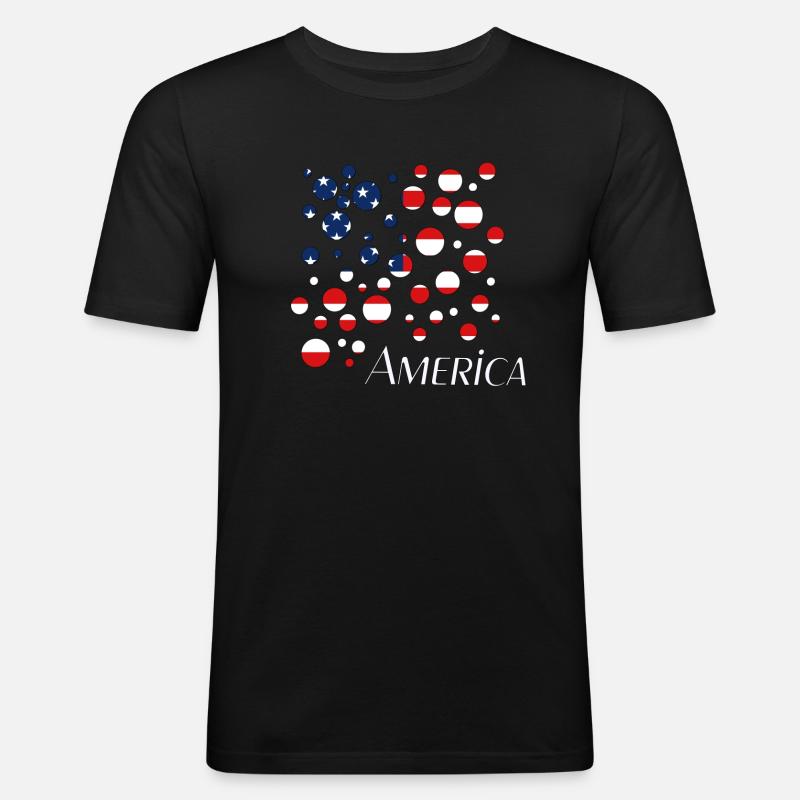 America - Männer Slim Fit T-Shirt - Schwarz