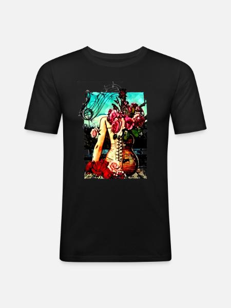 guitare hanches - T-shirt près du corps Homme - noir