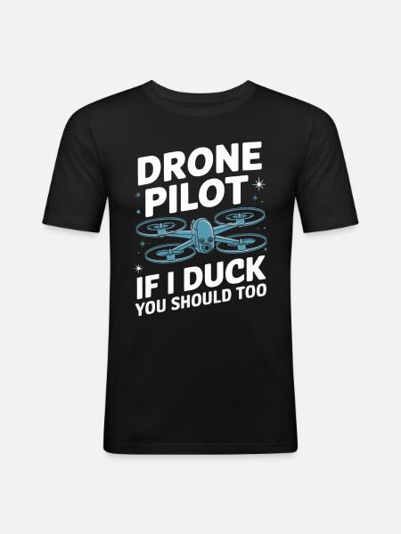 Dronen Pilot Quadrocopter Drone - Männer Slim Fit T-Shirt - Schwarz