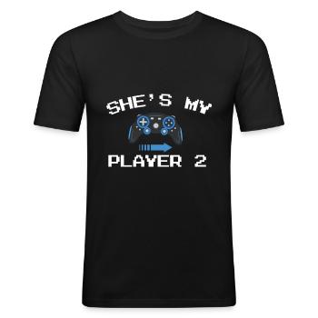 couple - T-shirt près du corps Homme - noir - Devant - Nik (191cm)