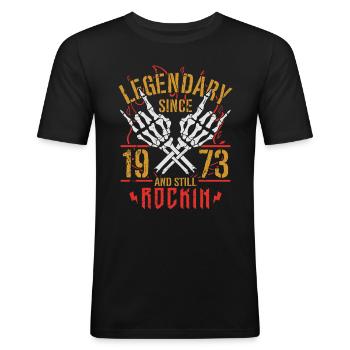 Legendär seit 1973 Jahrgang Geburtstag Geschenk - Männer Slim Fit T-Shirt - Schwarz - Vorne - Nik (191cm)