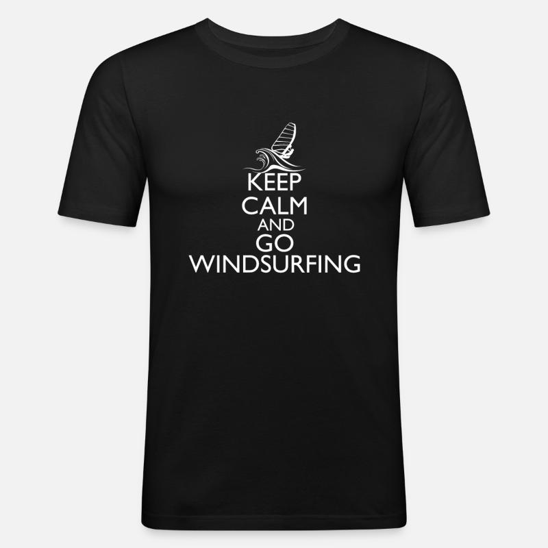 Windsurf Windsurfen Surfing Geschenke Windsurfer - Männer Slim Fit T-Shirt - Schwarz