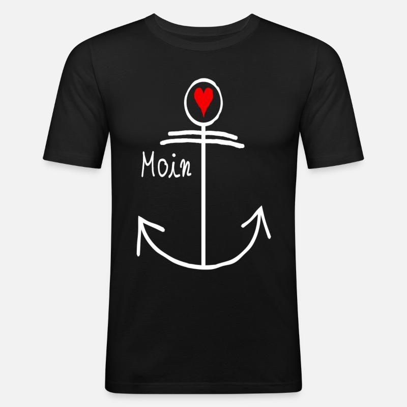 Moin Anker - Männer Slim Fit T-Shirt - Schwarz