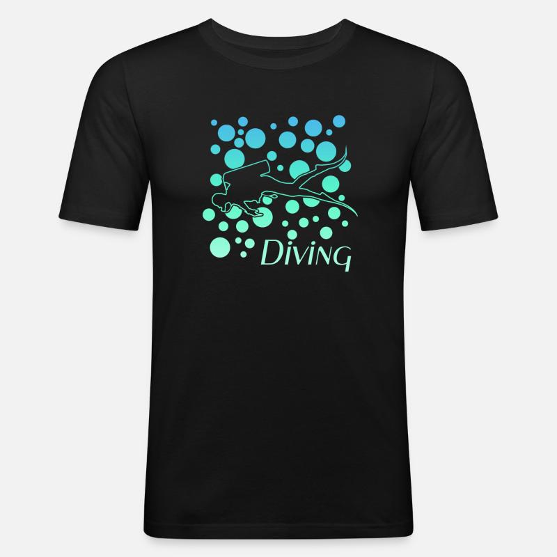 diving tauchen - Männer Slim Fit T-Shirt - Schwarz