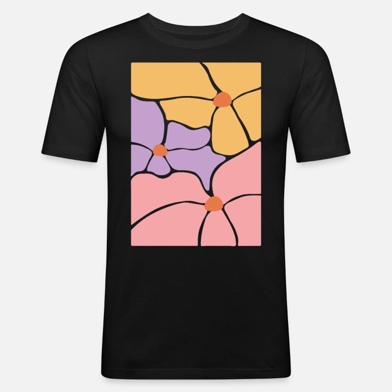 Fleurs de flore bohème - T-shirt près du corps Homme - noir