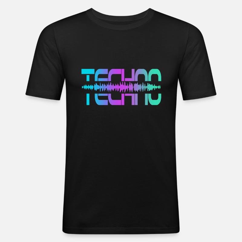 Techno Rave Raver - Männer Slim Fit T-Shirt - Schwarz